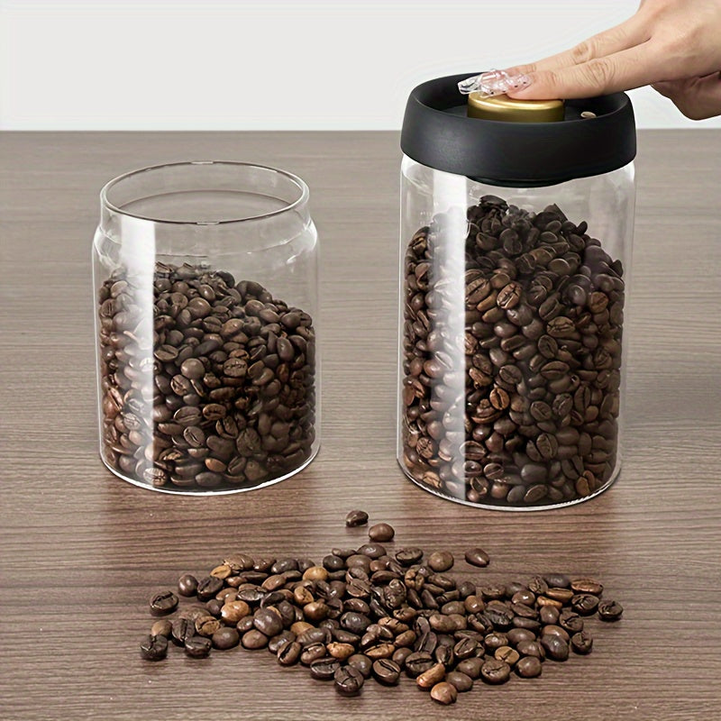 Tarro de vacío de vidrio de borosilicato para granos de café, almacenamiento en cocina 500ml 1800ml