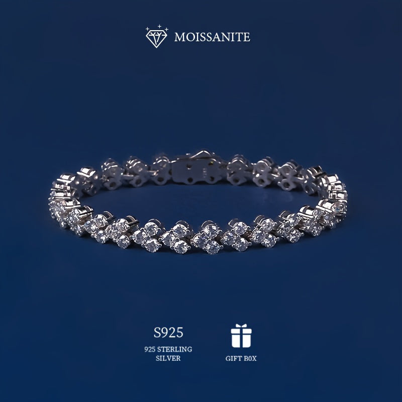 Sterling Silver Moissanite Starry Cluster Bracelet 0.1ct Engagement Wedding Jewelry