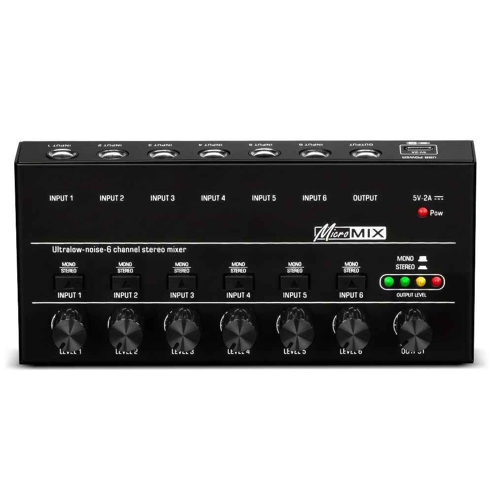 4-Channel Audio Mixer with Ultra Low Noise, Easy Operation, USB Power Supply