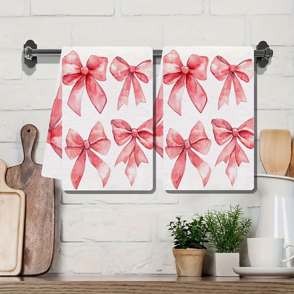 Toallas de cocina ultra suaves con patrón de lazo rojo, absorbentes, 40x60 cm