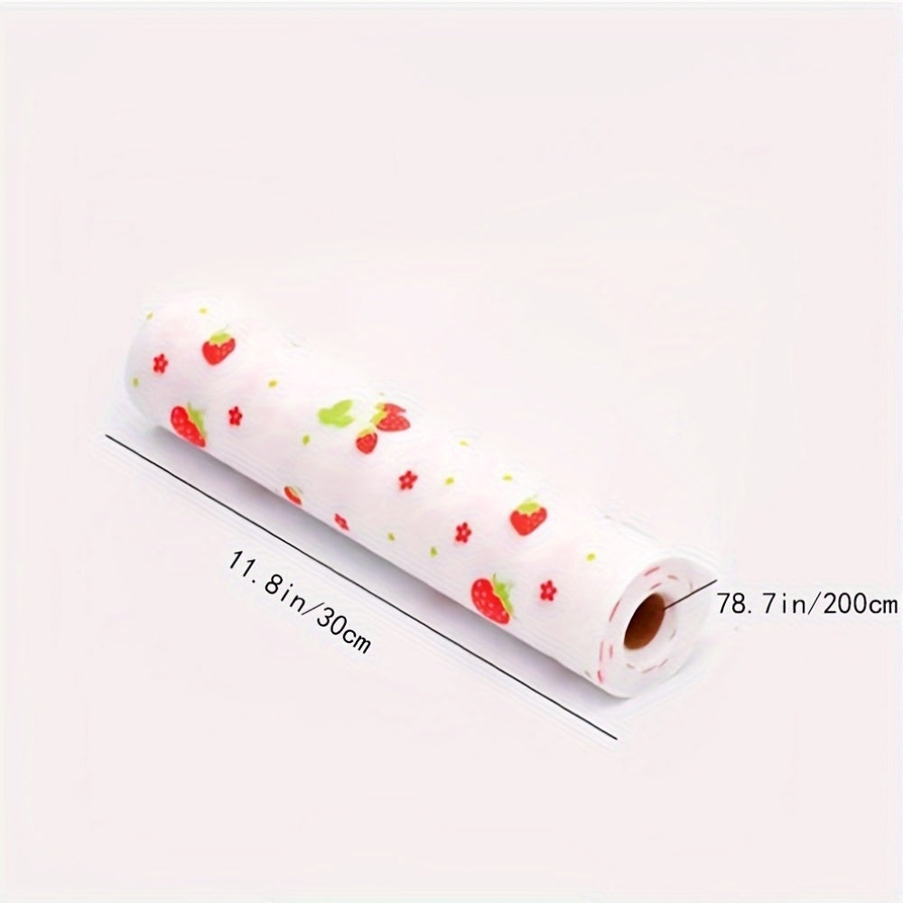 Strawberry Print EVA Waterproof Shelf Liners Non-Slip Mats for Kitchen Refrigerator Drawers