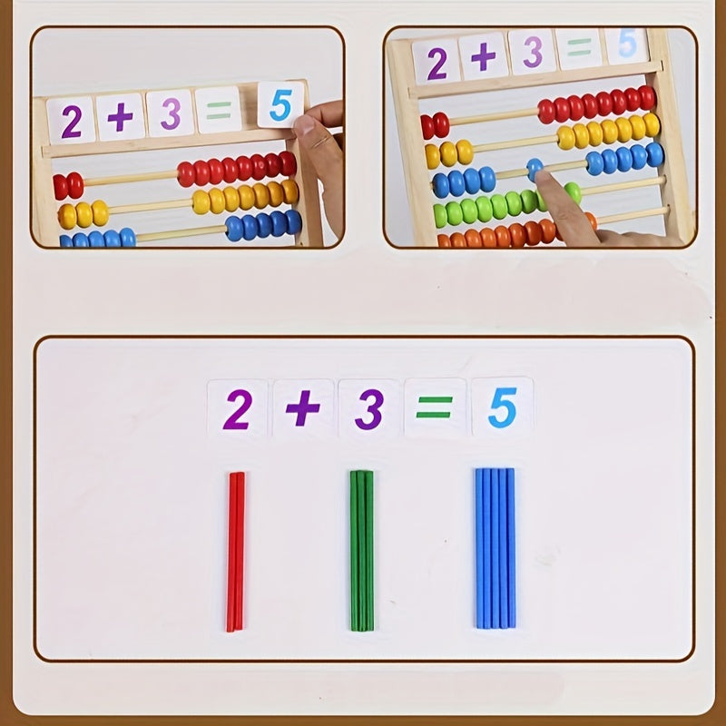 Children's Wooden Abacus Stand for Elementary School Math 10 Levels Teaching Aid