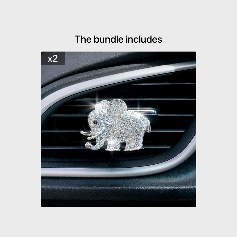 Car Air Vent Perfume Clip 2D Flat Elephant Cartoon Decor Accessory