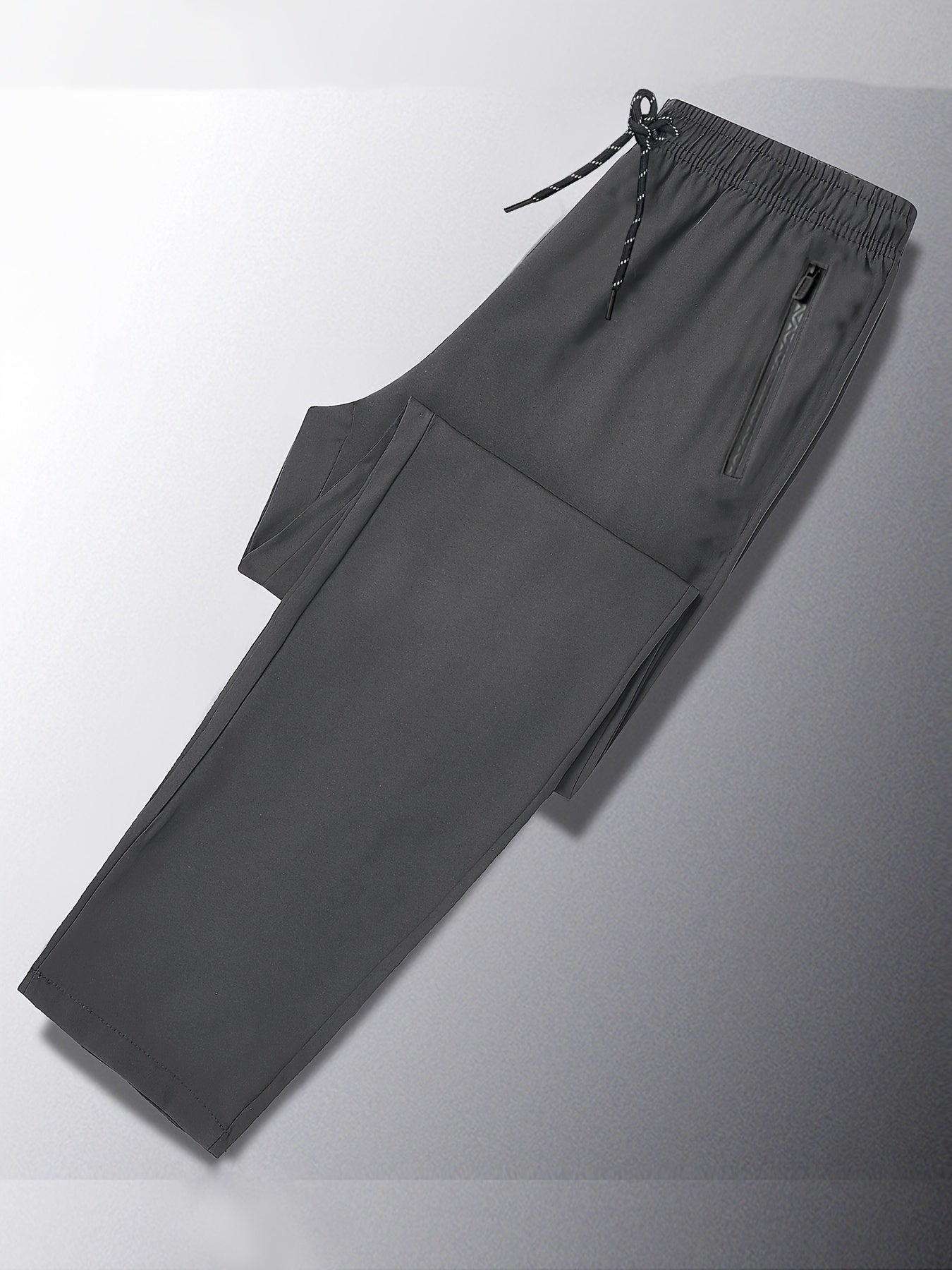 Men's Casual Sports Running Pants Polyester Slight Stretch Breathable Quick-Dry Zipper Regular Fit for Spring Fall