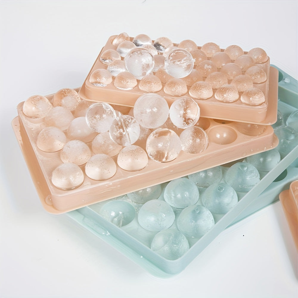 Plastic Pink and Blue Round Ice Cube Tray Mold for Freezer and Drinks