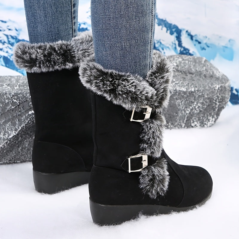 Women's Mid-Calf Leather Boots for Autumn Winter Casual Stylish