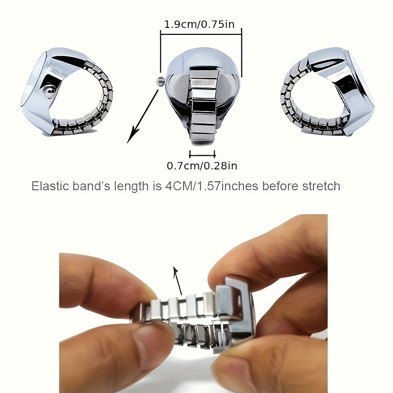 Green Mini Watch Ring for Men Women Fashion Alloy Shell Finger Watch