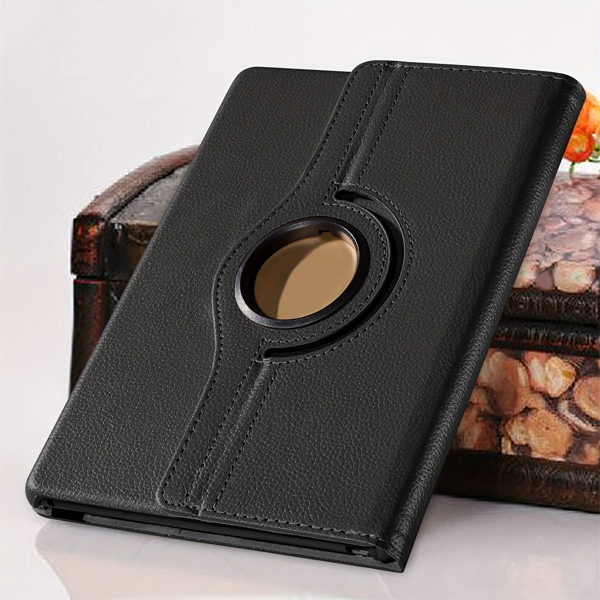 360° Rotating Lychee Pattern Tablet Case for iPad 10.2-inch 7th/8th/9th Gen Anti-Slip Magnetic Sleep Wake Multi-Angle Stand Lightweight Durable TPU