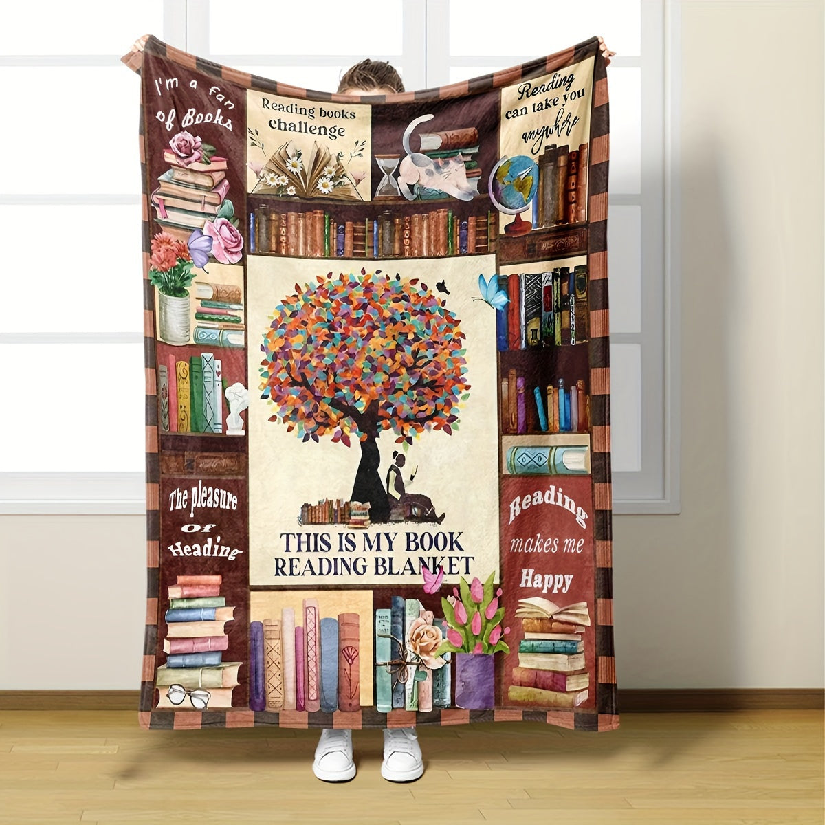 Fleece Blanket for Book Lovers Soft Warm Reading Bedtime Gift Easy to Clean