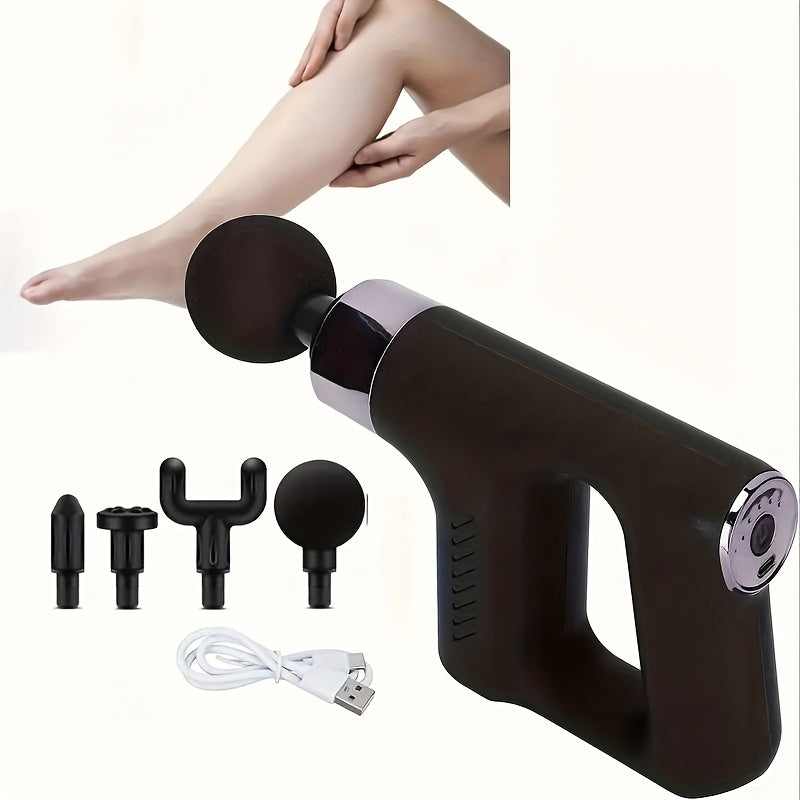 4-Piece Deep Tissue Massage Gun Set with Four Heads for Body Shaping and Muscle Relaxation