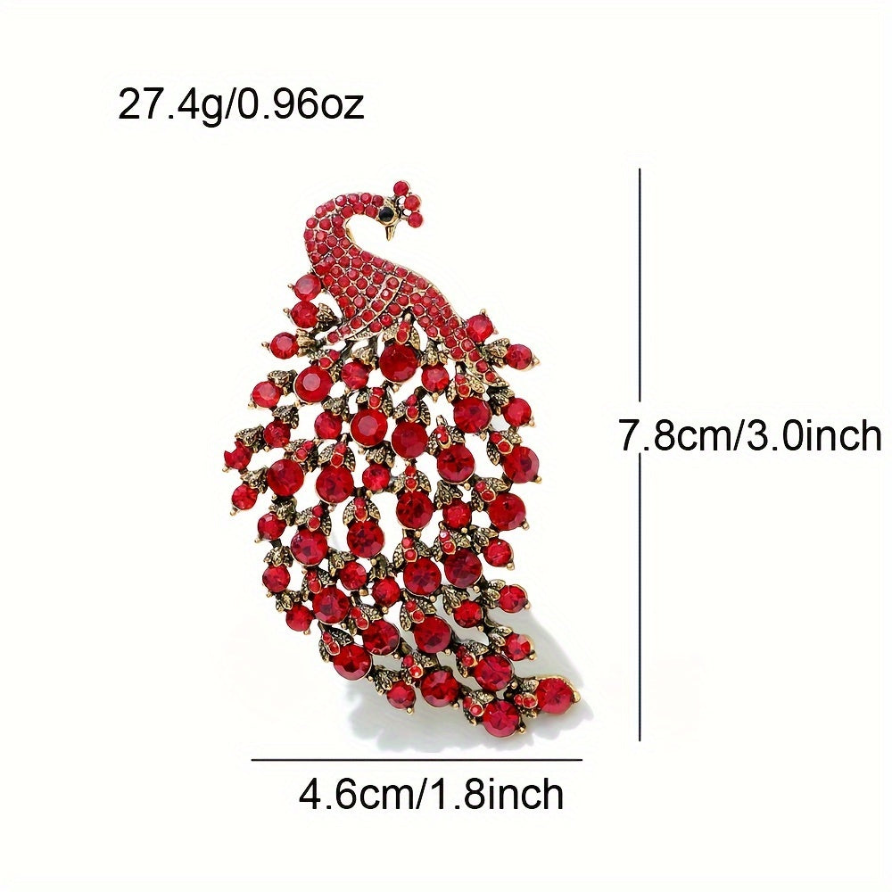 Men's Vintage Peacock Brooch Rhinestones Zinc Alloy Jewelry