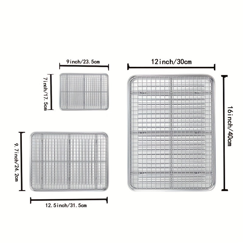 Stainless Steel Baking Sheet Set with Cooling Rack Oven-Safe Durable Cookware