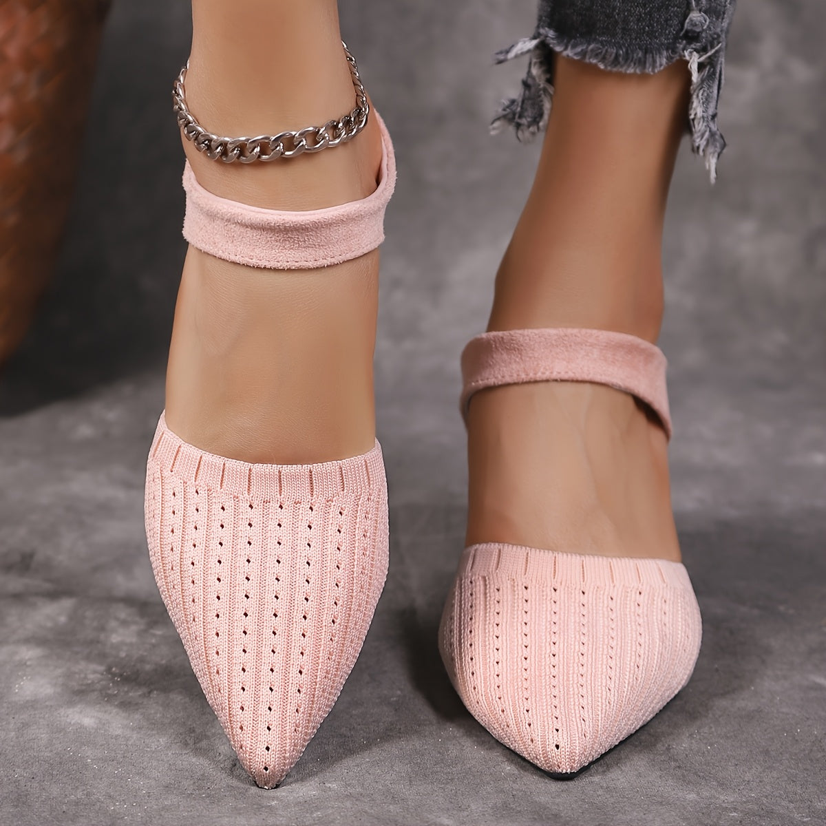 Women's Pointed Toe High Heel Sandals Black Fabric Formal Dress Shoes