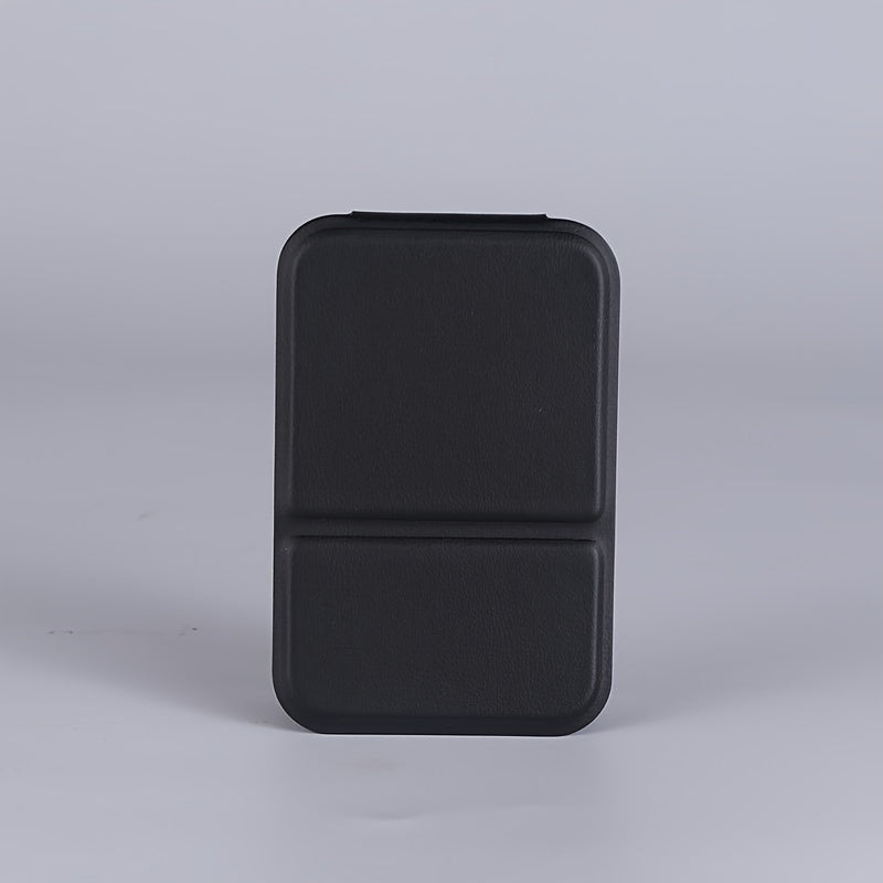 Espejo de maquillaje de mano plegable con espejo compacto de viaje de cuero PU de color sólido