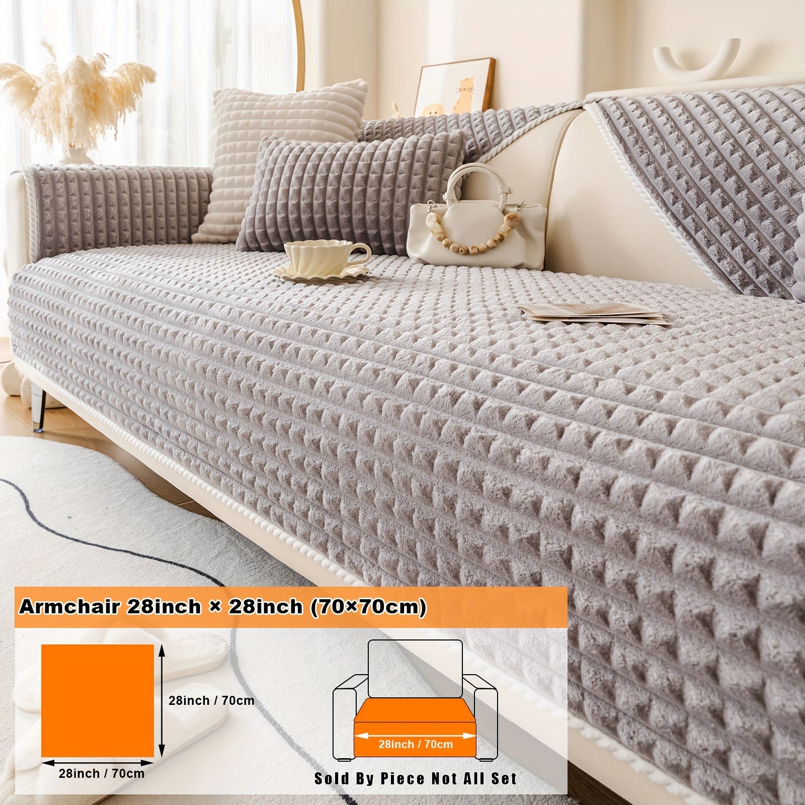 Нескользящая плюшевая накидка на диван для всей мебели, безопасная для домашних животных, легко очищается