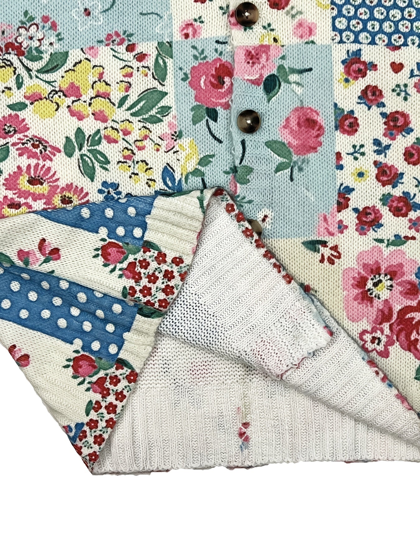 Plus o'lchamli ayollar uchun gul bosma cardigan yengil bahor va kuz ochiq oldi sviter