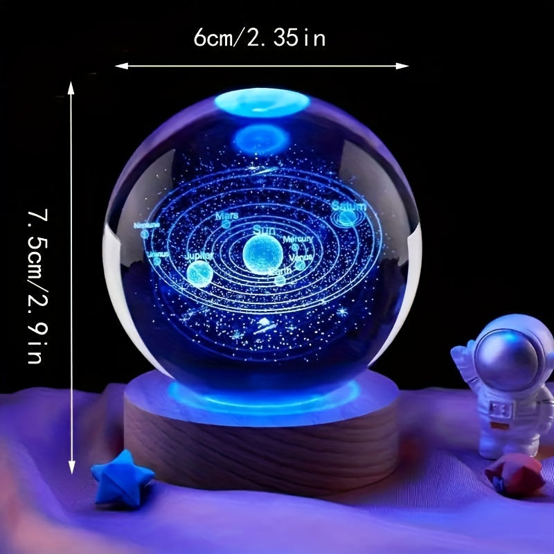 Color-Changing LED Crystal Ball Night Light USB Powered for Bedroom Living Room Decor