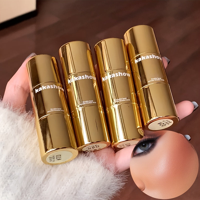 Women Waterproof Dual-Ended Blush Stick with Matte Finish Buildable Colors