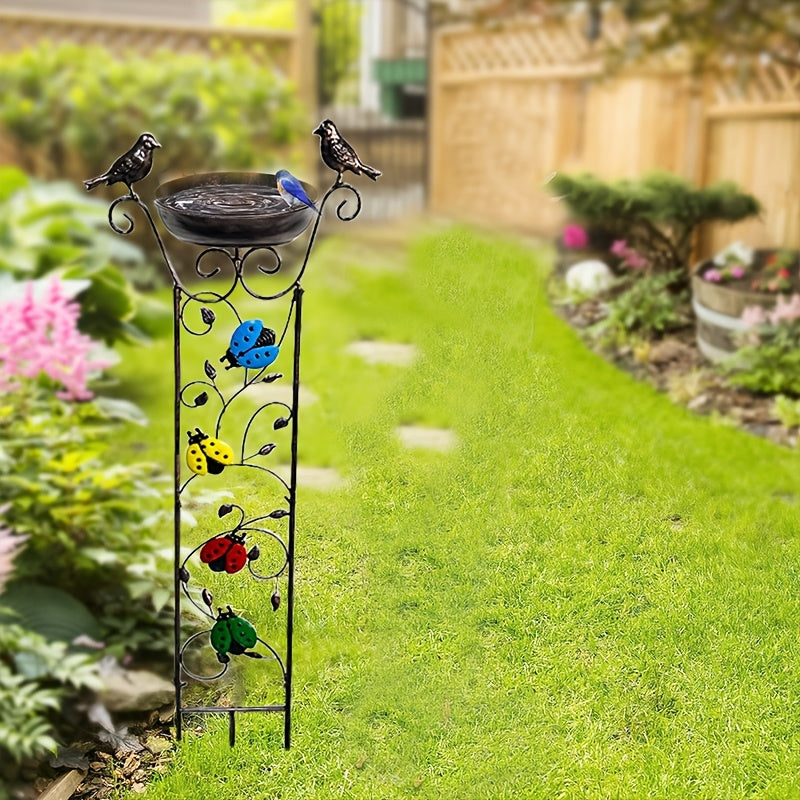 Античная железная уличная купальня для птиц и садовая решетка с съемной опорой для вьющихся растений