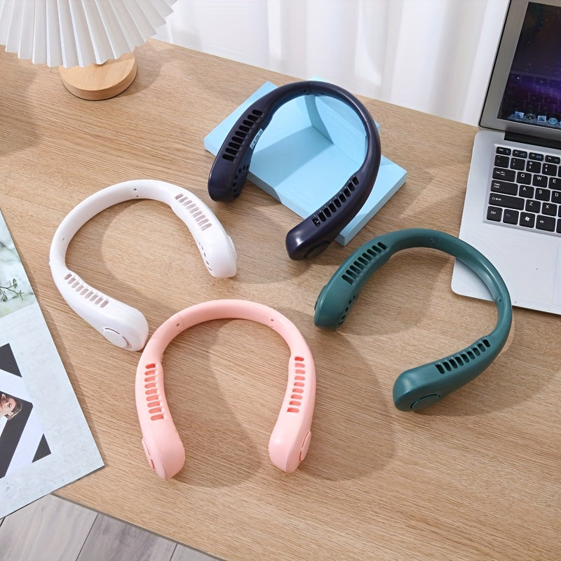 TOOP USB Rechargeable 4-Speed Portable Neck Fan, Bladeless Cooling Fan for Men & Women in White, Pink, Blue, and Teal - Yengil va qulay dizayn, sayohat, ofis va uchun ideal