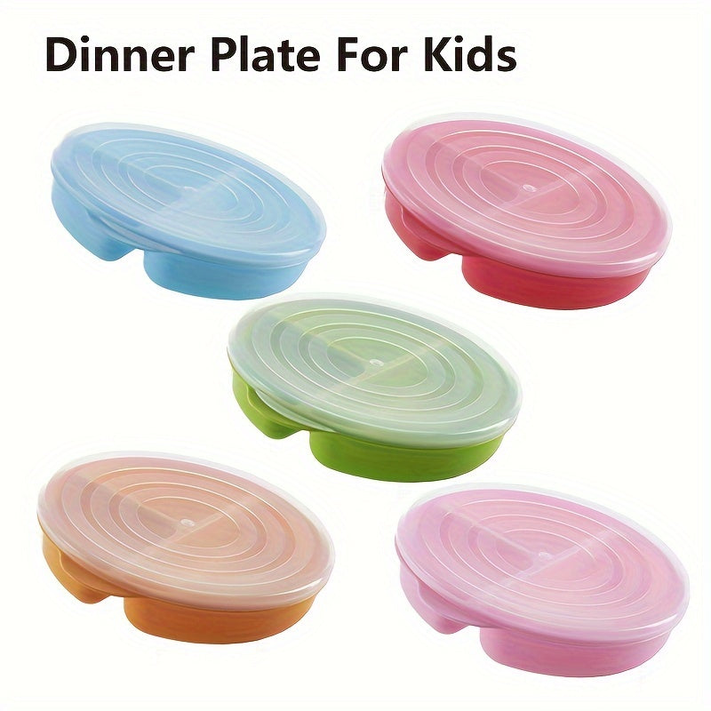Children's Divided Plates BPA-Free Microwave Safe Dishwasher Safe 3 Sections Bright Colors
