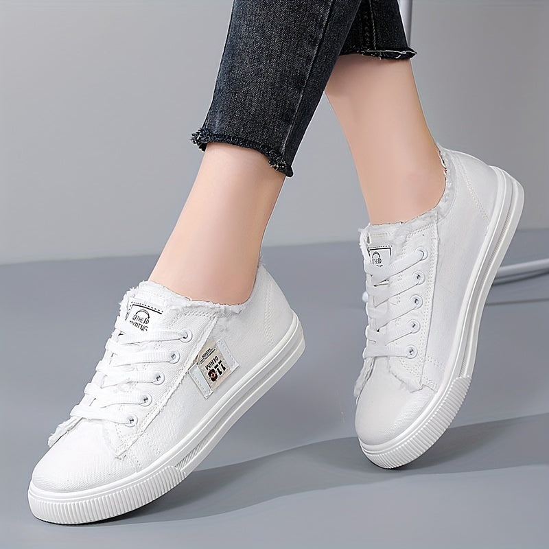 Women's White Flat Sneakers For Spring Summer Versatile Comfortable
