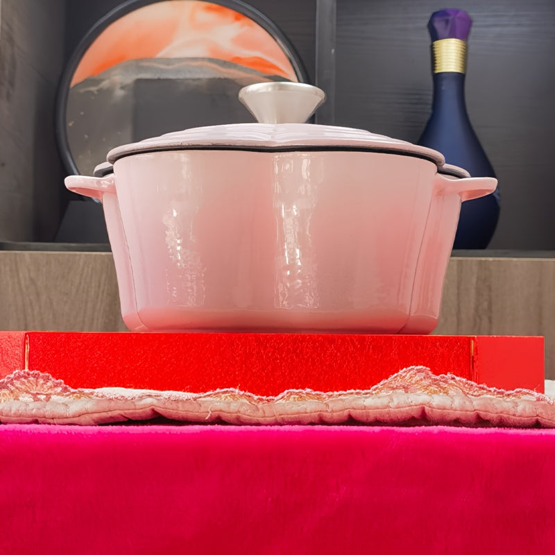 Rangli emalli qumtaqli qozon, 1.5 kvart, qopqog' bilan, pechga mos, 500°F gacha