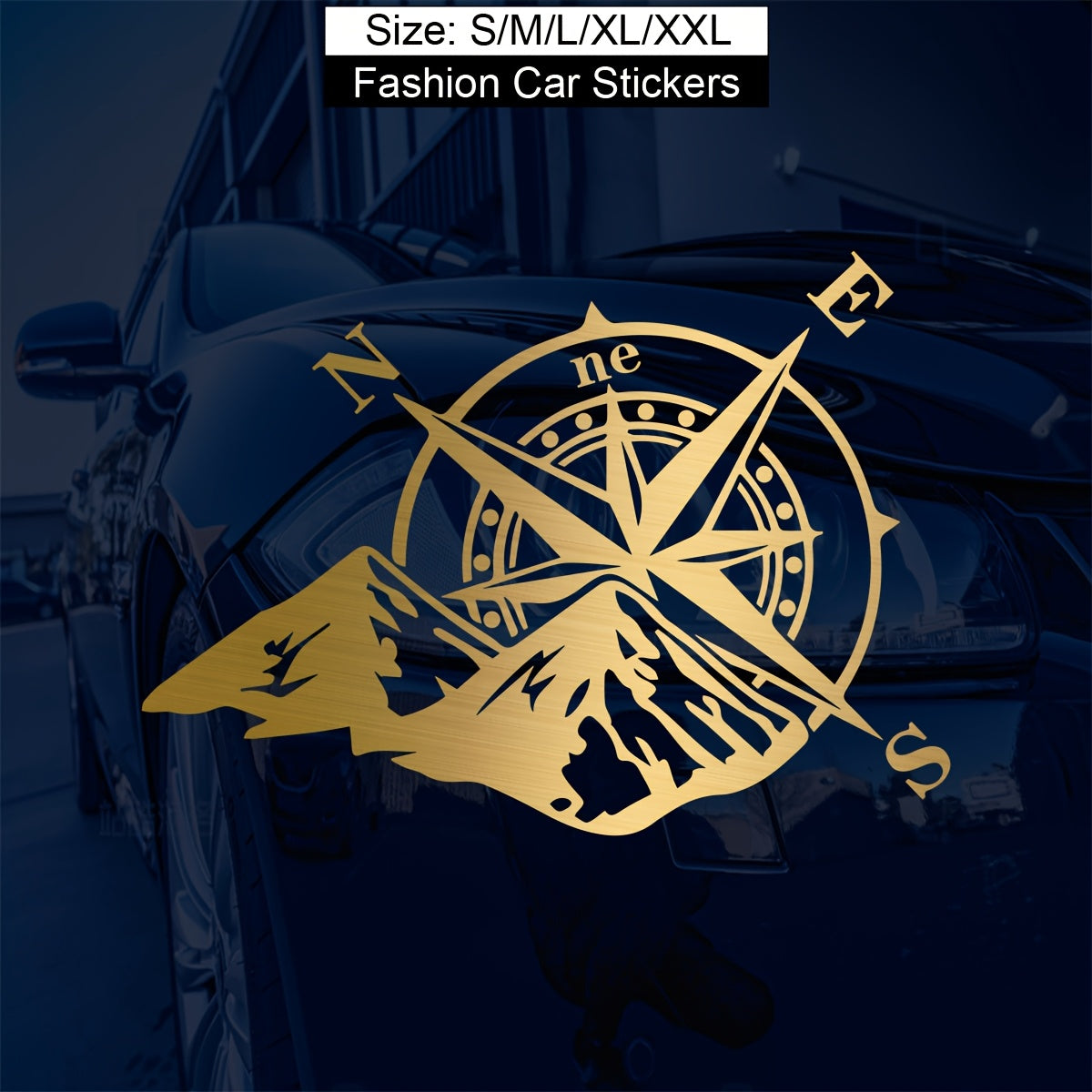 Calcomanías para vehículos de aventura, brújula reflectante, pegatinas de montaña, vinilo