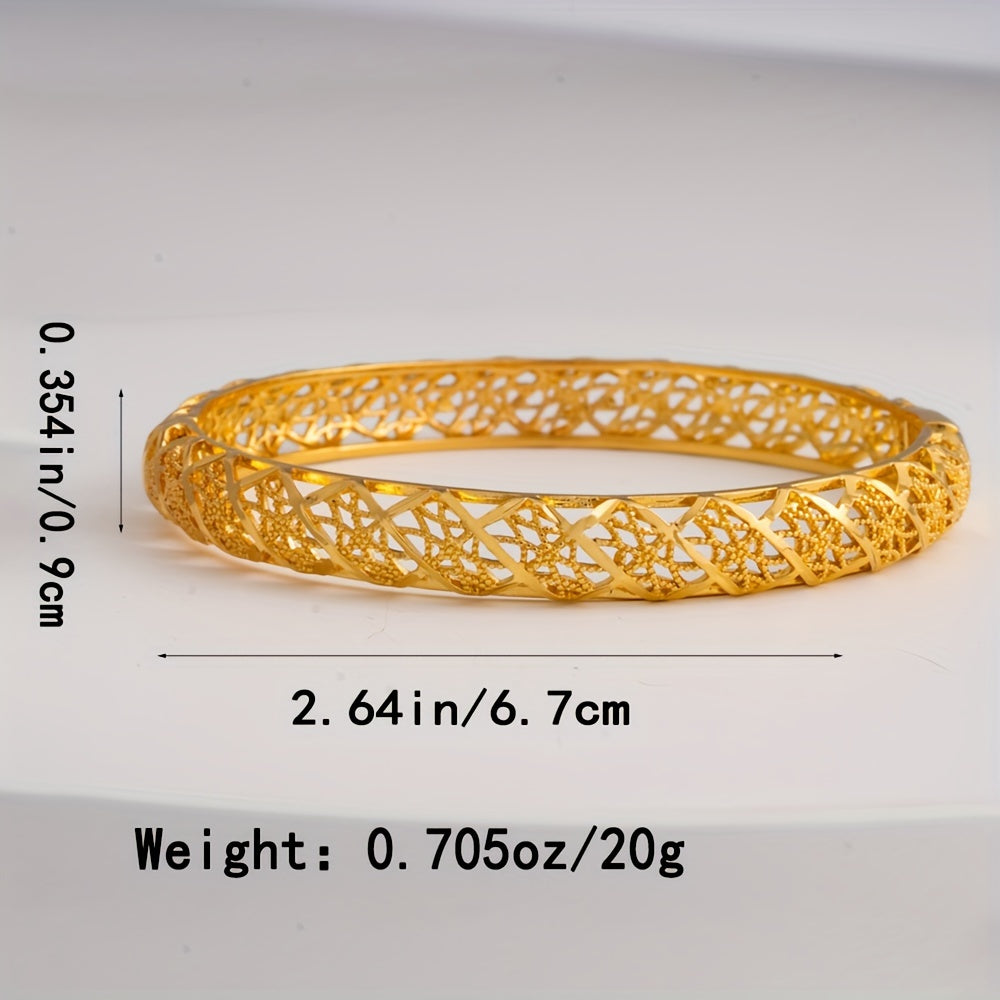 Set of 4 Gold Tone Copper Cuff Bracelets for Women Open Bangle Style Jewelry