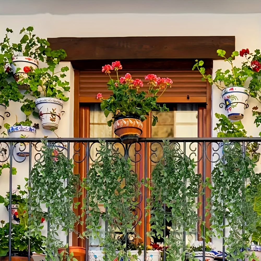 Conjunto de plantas colgantes de mandala artificiales verdes para decoración interior y exterior. No incluye macetas.