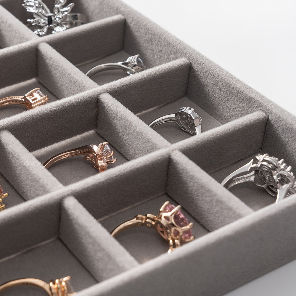 Nylon Light Grey Jewelry Tray 21x12.5cm Mini Ring Storage Box for Travel and Home