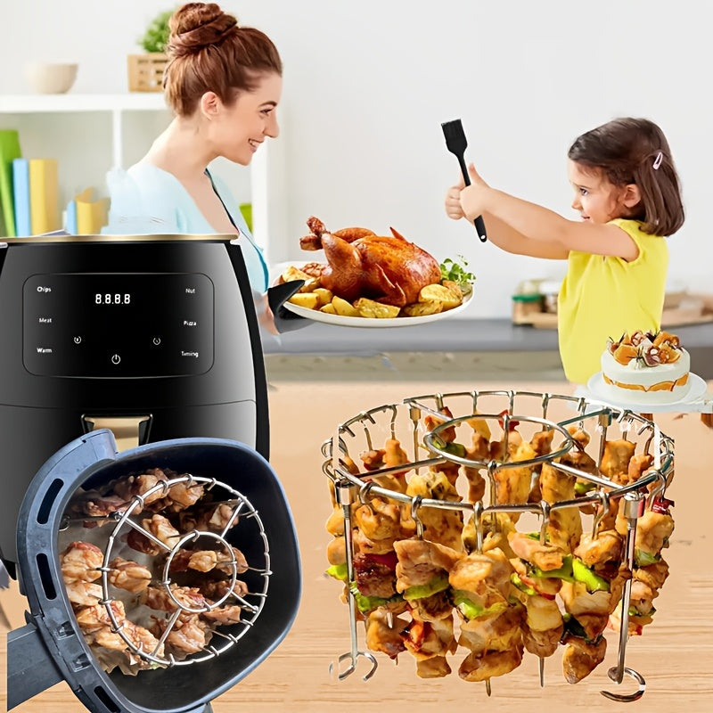 Stainless Steel Grill Rack with Skewer Holder and 23 Skewers for Air Fryers