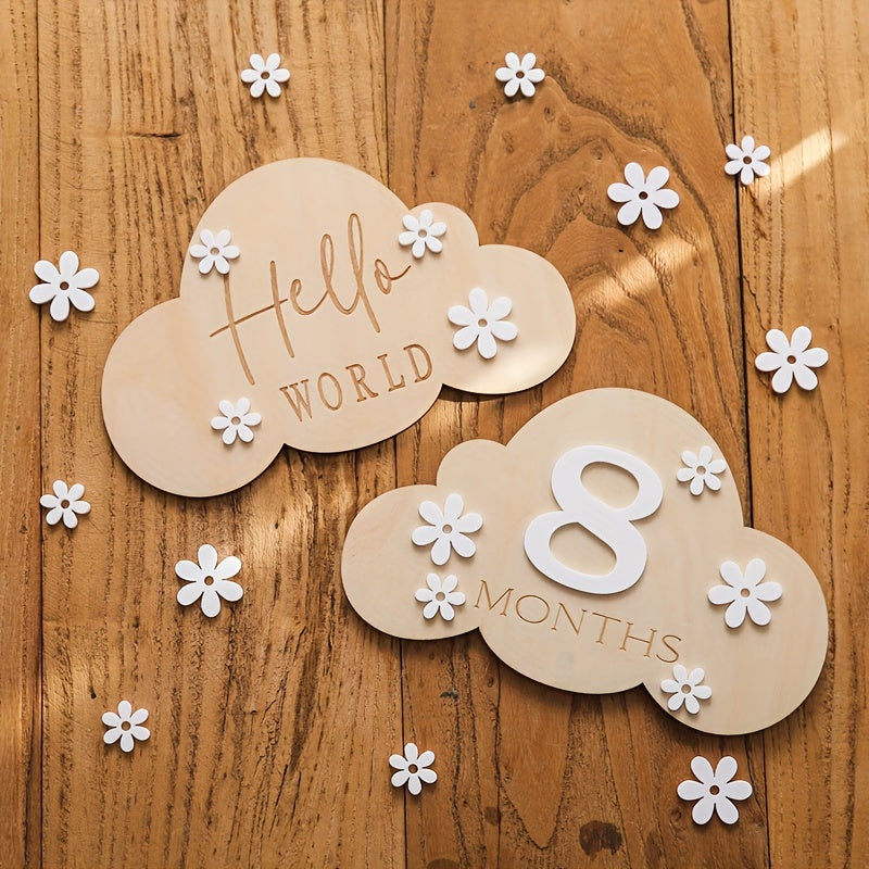Набор деревянных блоков для вех - идеально подходит для запечатления фотографий месяца рождения, облакообразные блоки для декорирования с шарами и праздниками, прекрасный сувенир для воспоминаний, идеальный подарок на детский душ.