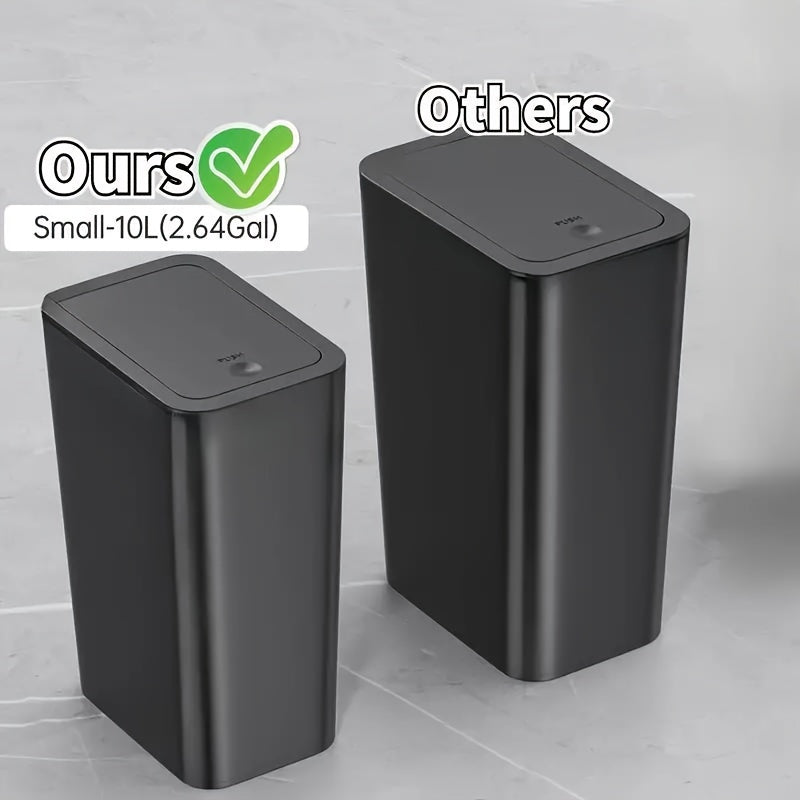 9.84L Compact Trash Can with Pop-Up Lid Odor Seal for Bathroom Kitchen Bedroom Office 1/2/3 Pack