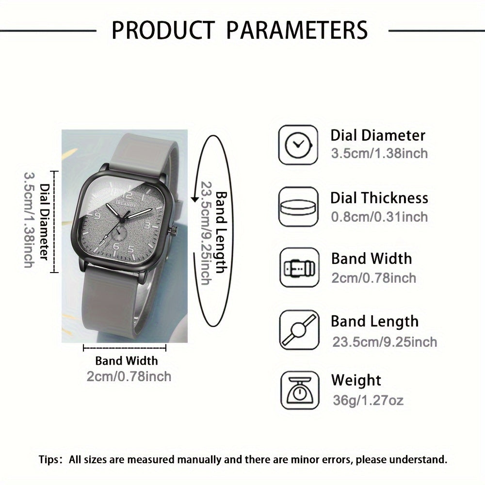 Men's Quartz Watch Square Dial Alloy Case Silicone Strap Not Waterproof Business Casual