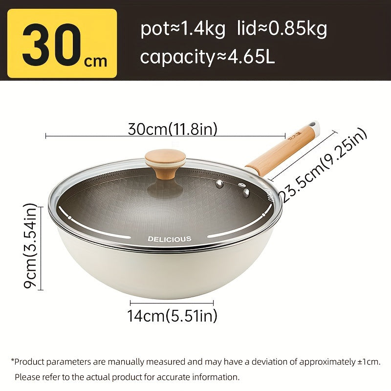Non-Stick Titanium Coated Wok Pan, Induction Compatible, Healthy Cooking