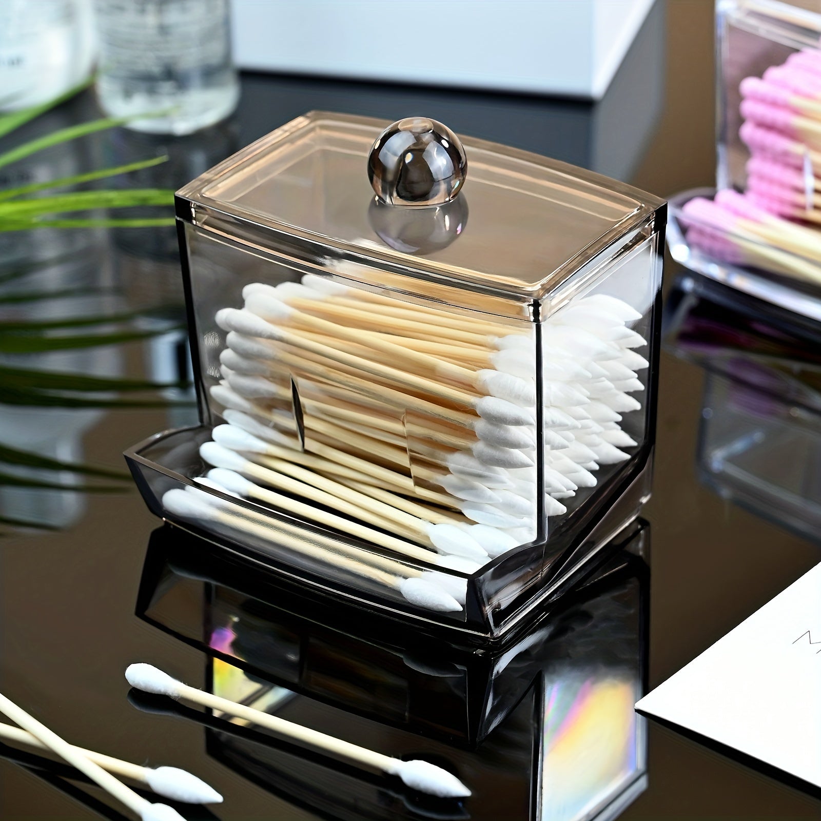 Acrylic Storage Jar for Cotton Pads Stylish Organizer Clear Container