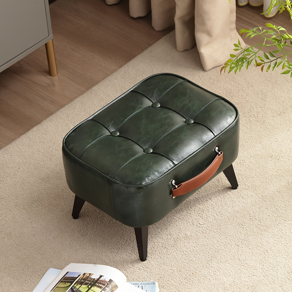 Faux Leather Small Footrest Ottoman for Living Room Entryway Office