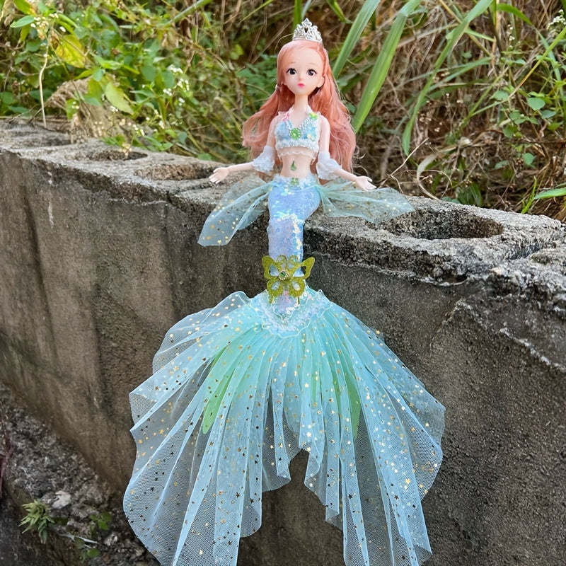 44.98cm Mermaid Doll for Girls with Realistic Eyes Movable Joints Dress-Up Accessories