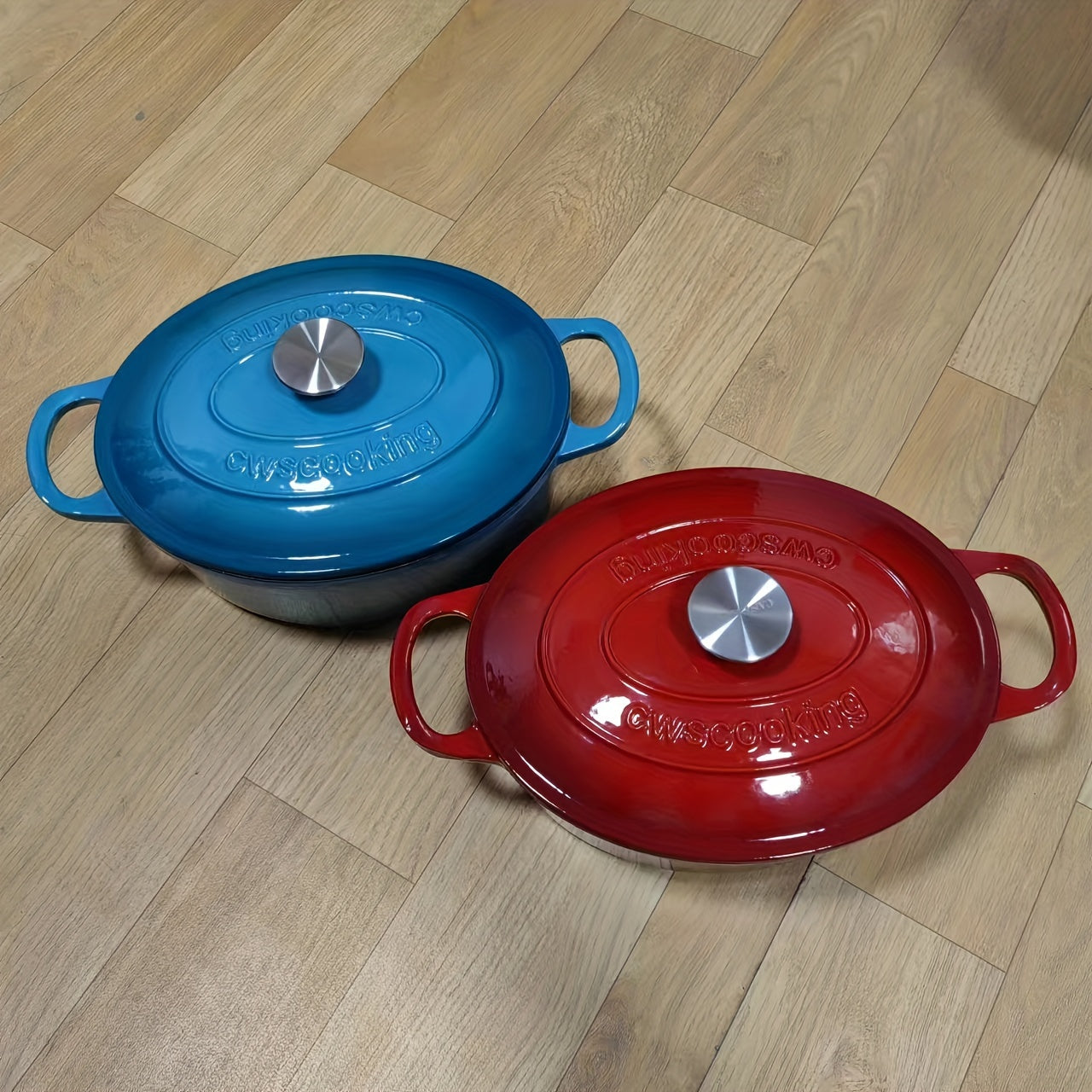 Enamel-Coated Cast Iron Braiser Oval Casserole Dish for Induction Cooking