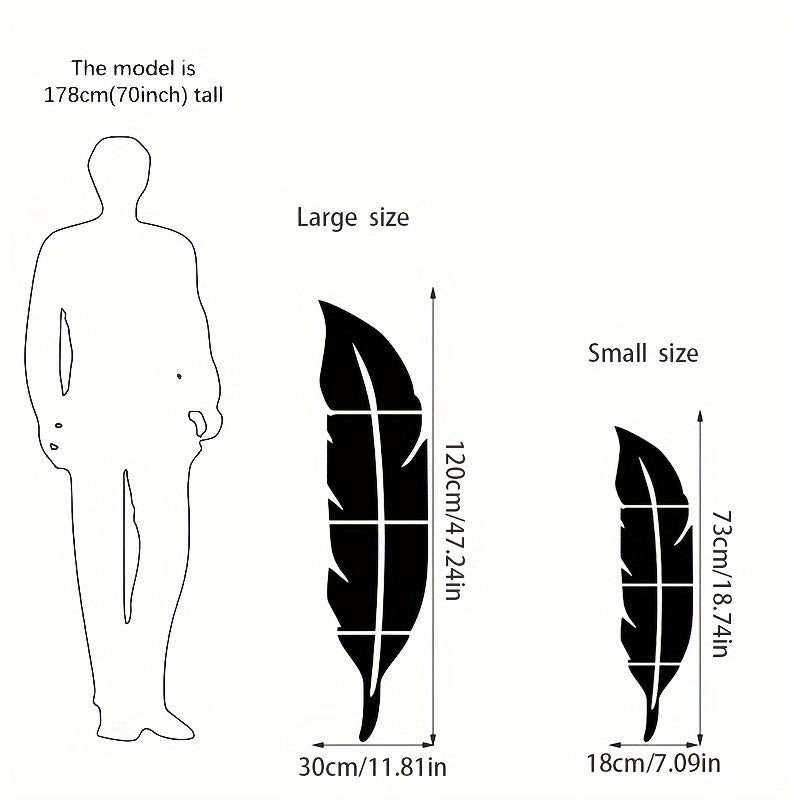 Acrylic Feather Wall Decal for Living Room and Bedroom Decor