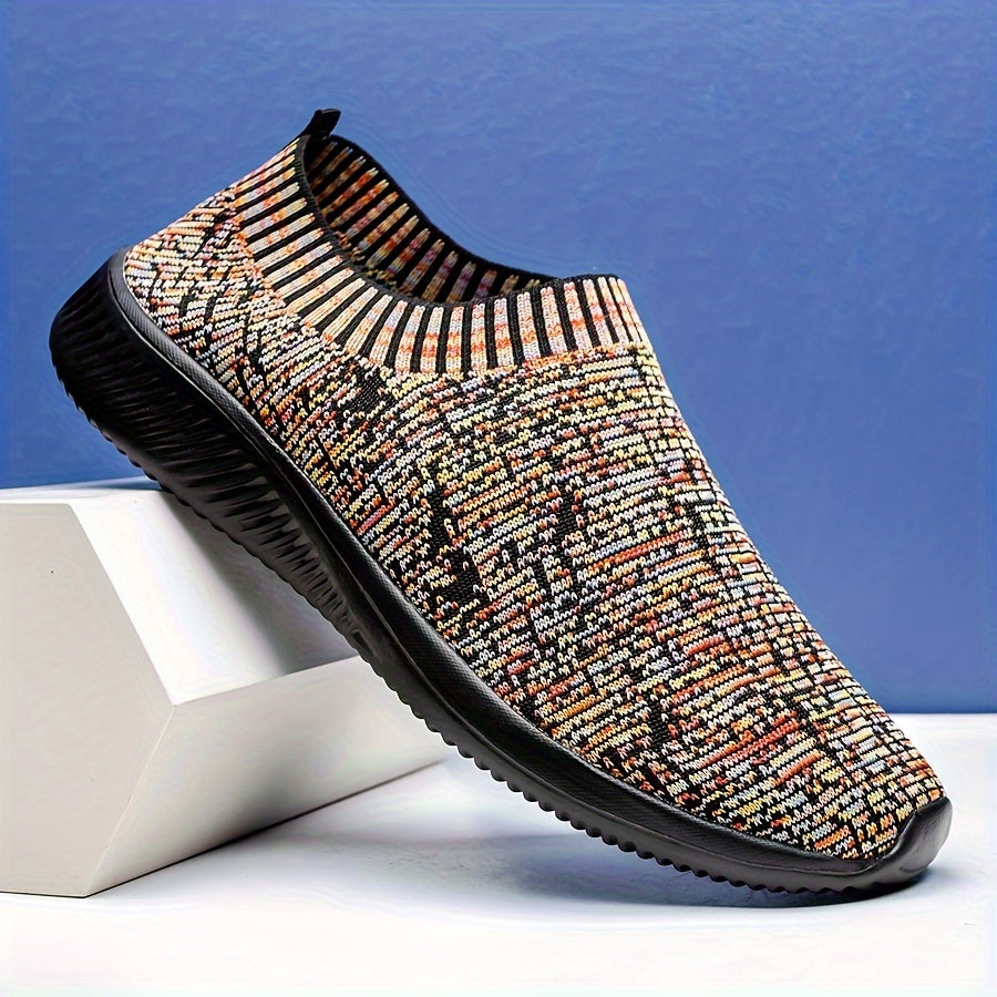 Men's Plus Size Breathable Knit Sneakers with Non-Slip EVA Sole for Casual and Outdoor Wear