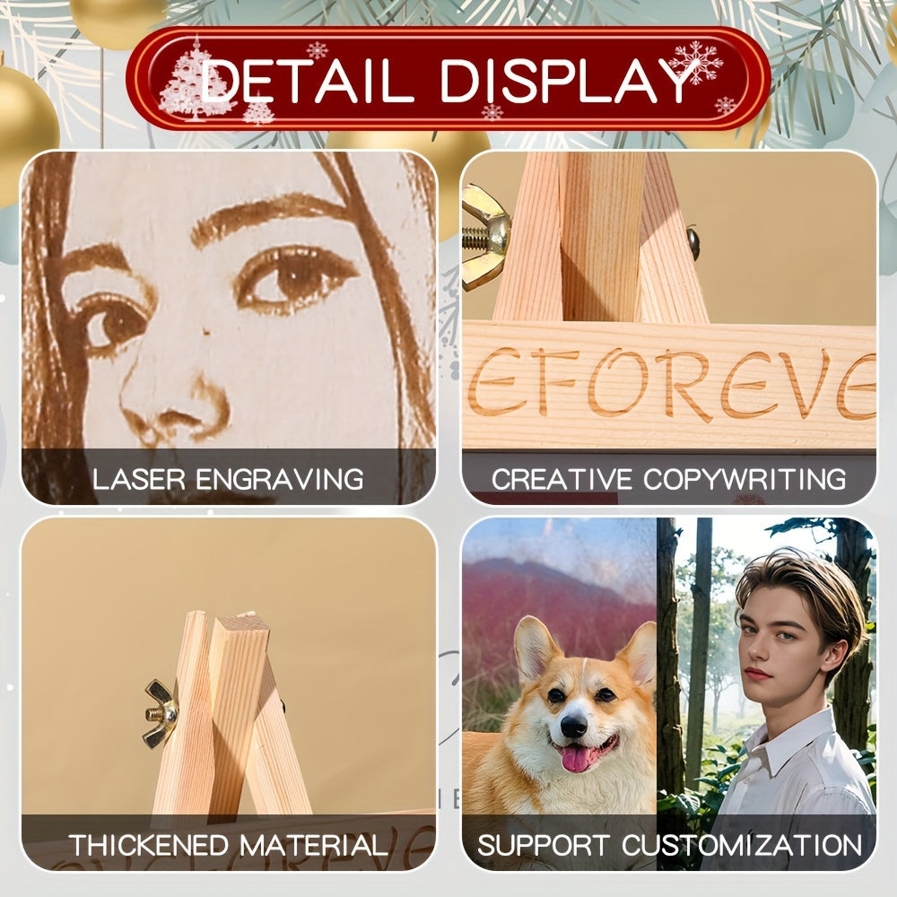 Уникальная рождественская елочная игрушка: ручная роспись деревянной фоторамки, индивидуально оформленная для домашнего и офисного декора, идеальный подарок для близких и домашних животных