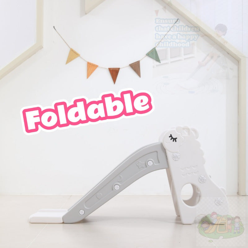 White Indoor Play Slide for Kids 2 Years and Older with Foldable Design and Anti-Slip Steps