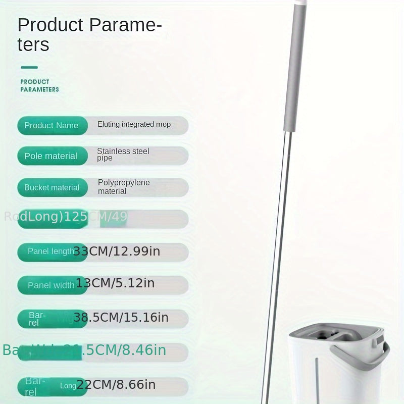 Spin Mop Bucket Set for Wet and Dry Cleaning, Durable Stainless Steel and Plastic