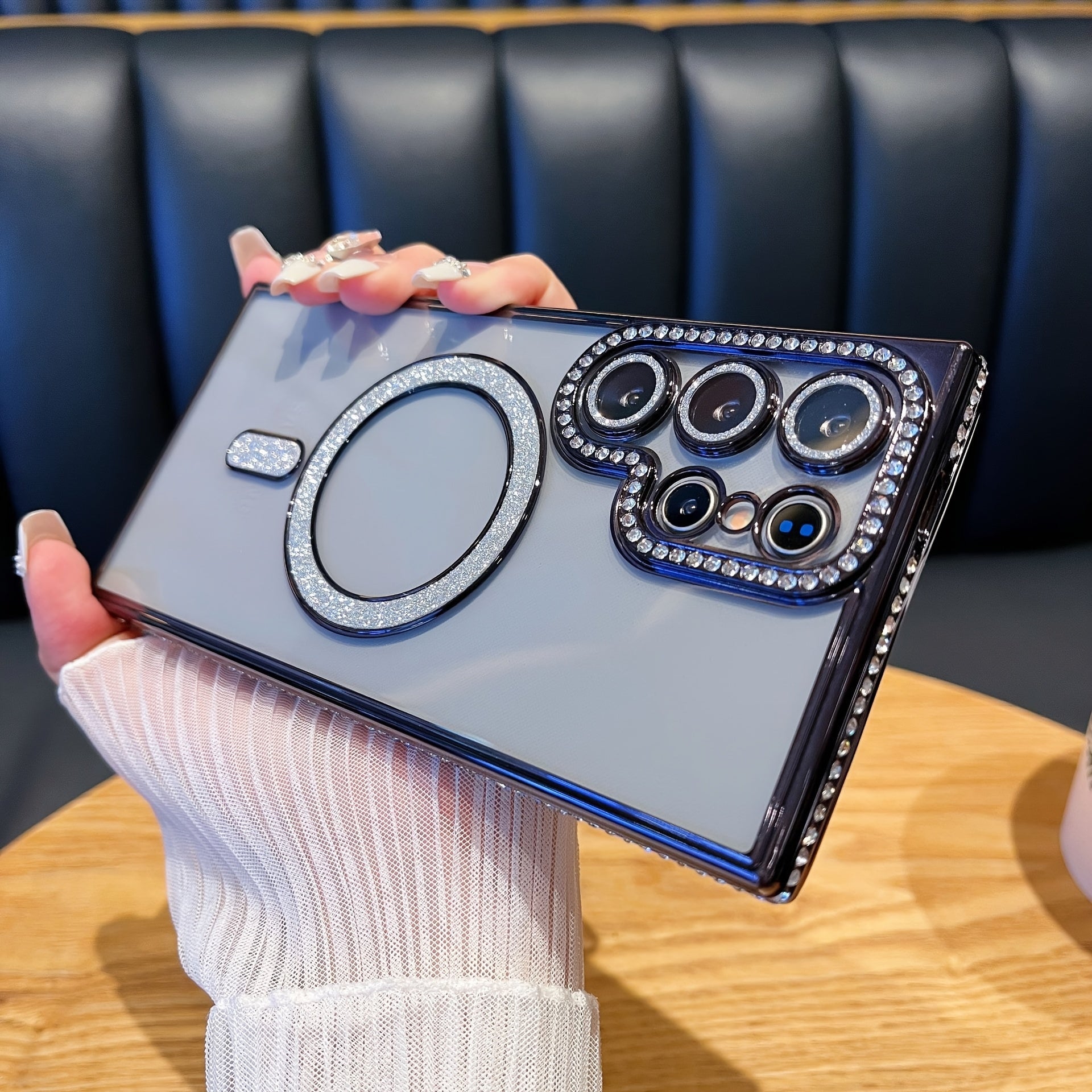 Gold-Plated Magnetic Phone Case for Samsung S25 S24 S23 S22 Ultra Plus Transparent and Shiny