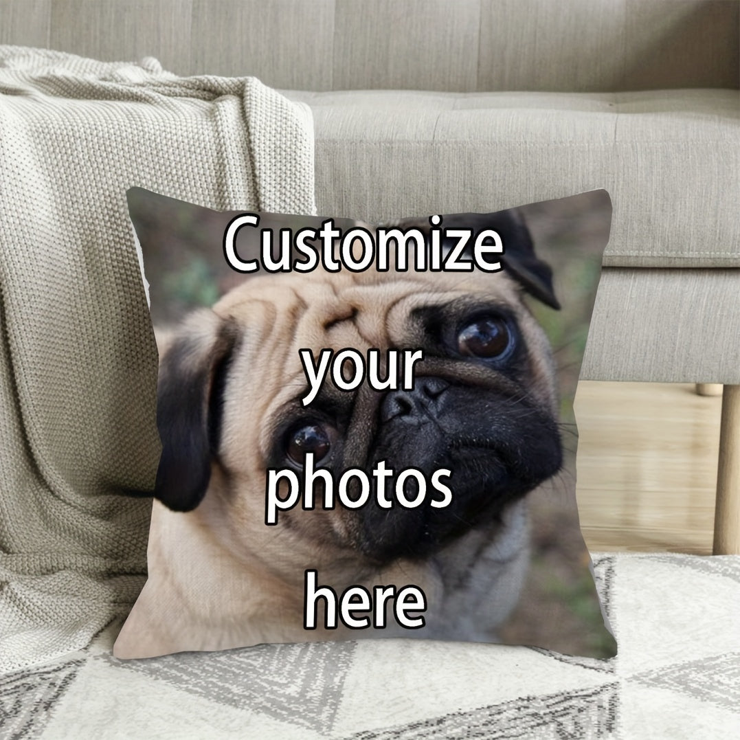 Soft Plush Pillow Cover 45.72cm Pug Design for Home Decor Sofa Couch Bed