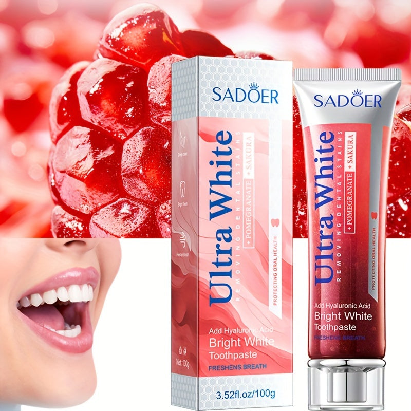 Whitening Toothpaste for Adults Floral Pomegranate Sakura Fresh Breath Fluoride-Free