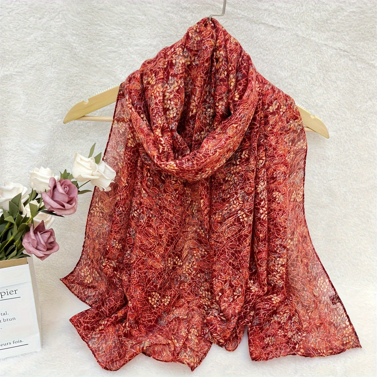Women's Floral Gradient Scarf Casual Elegant Lightweight Accessory