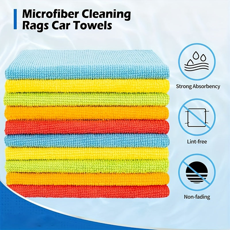 12 Orange Microfiber Cleaning Cloths Lint-Free Reusable Dusting Towels